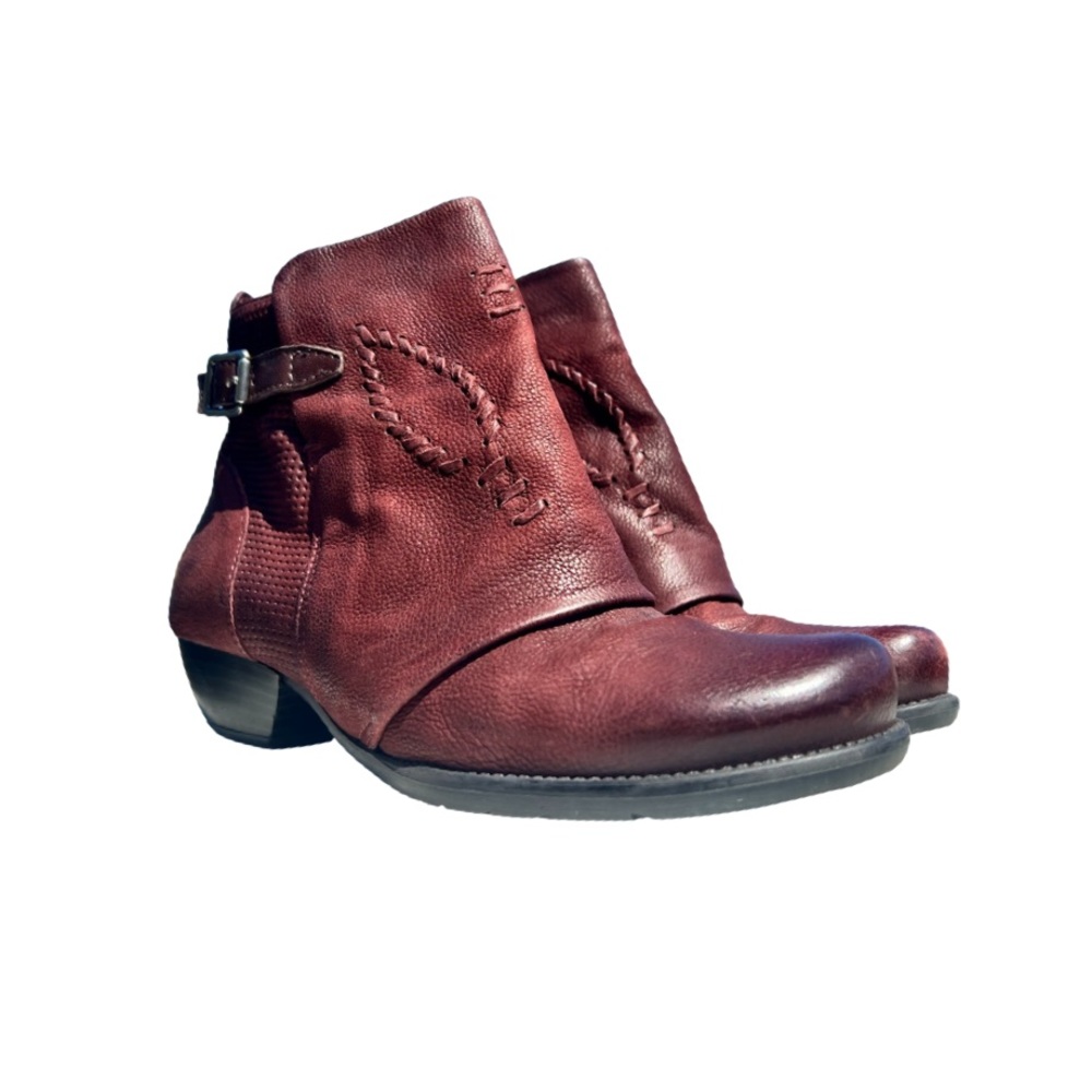 Miz Mooz | Red Zinfandel Wine Mimic Leather Bootie - Women Size 7.5-8